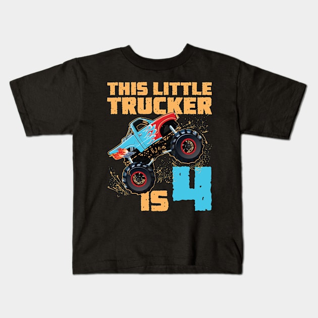 Monster Truck Shirt - 4th Birthday Kids T-Shirt by redbarron